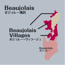 ボジョレー地区の中のボジョレーヴィラージュのマップ